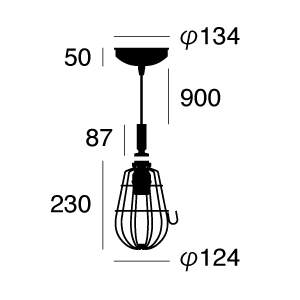 ARTWORK STUDIO AW-0367Z-V/NA Hand lamp-pendant (ハンドランプペンダント)　ビンテージナチュラル
 寸法画像